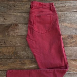 Red pants, straight leg